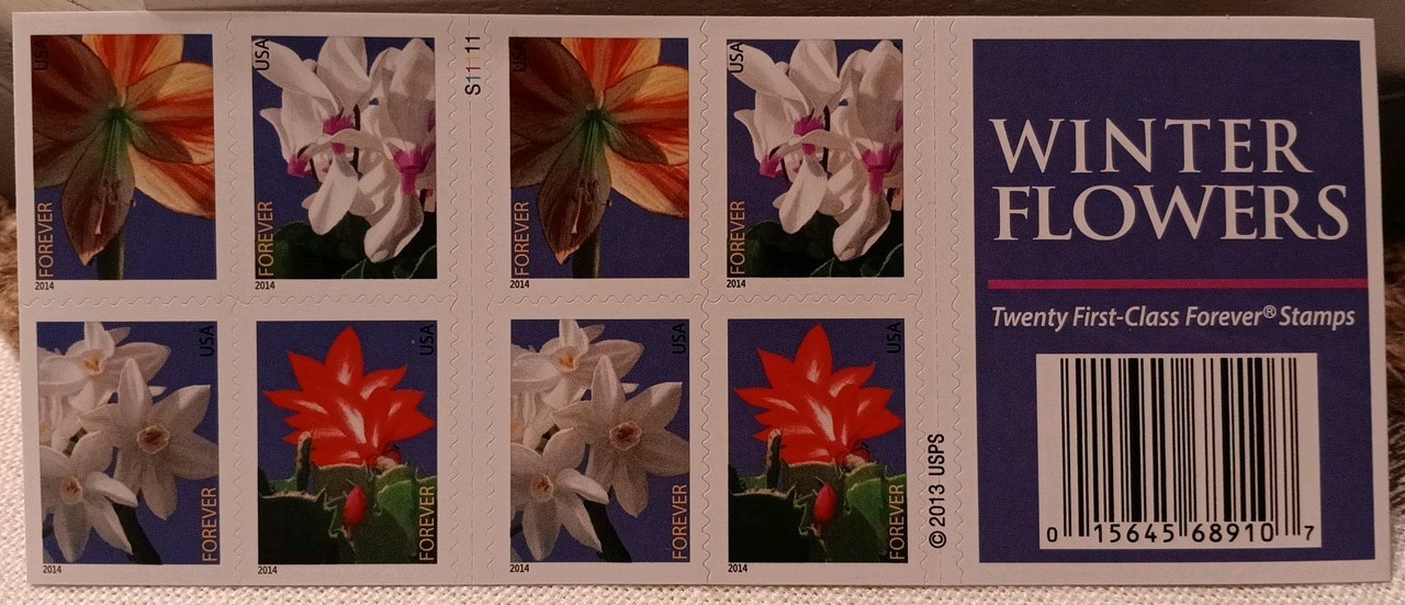 Book Of 20 First Class Forever Stamps Winter Flowers