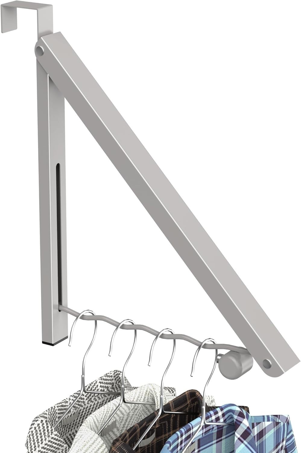 Foldable Over-The-Door Clothes Drying Rack - Space Saving in Warm Gray