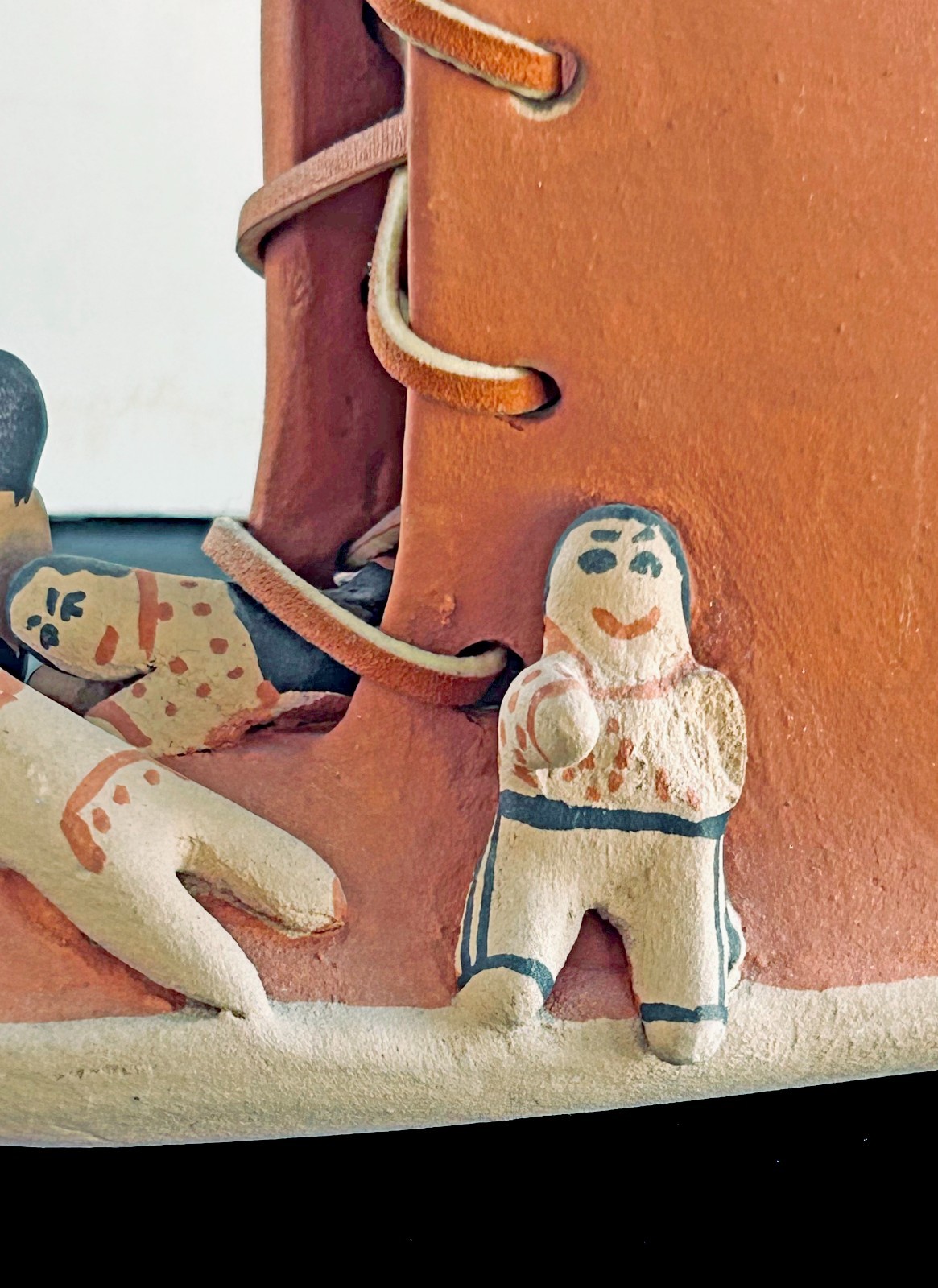 Jemez Pueblo Storyteller Pottery Figure Moccasin Boot Diane Lucero Damaged C610