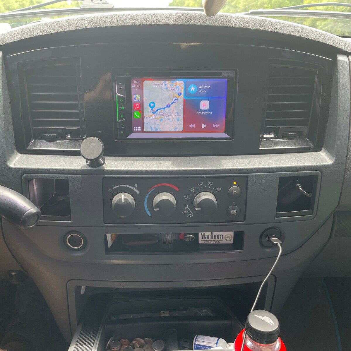 Radio Double Din Dash Install Bezel Kit Silver Slate Grey Fits 2006-09 Dodge Ram