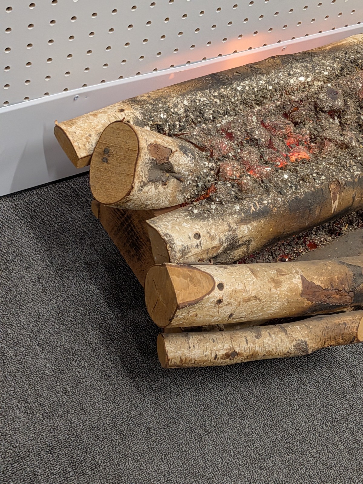 VTG 60's Light Up Fireplace Birch Wood Logs Faux Fire Electric Burning Logs Xmas