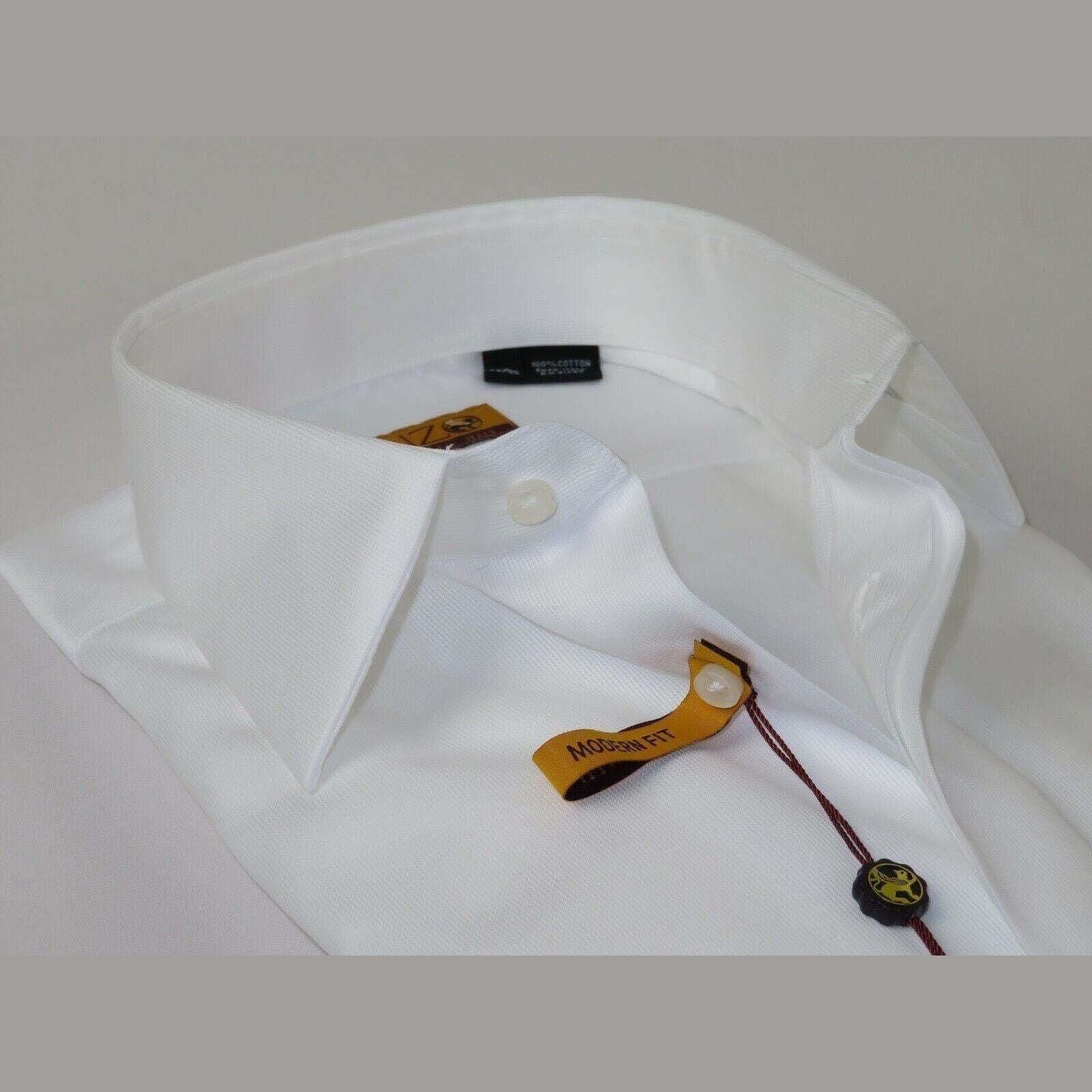 Men 100% Egyptian Cotton Shirt French Cuffs Wrinkle Resistance ENZO 71402 White