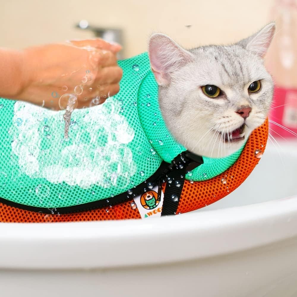Cat Grooming Bag Adjustable Cat Bathing Bag Anti Scratch Bite Restraint Bag