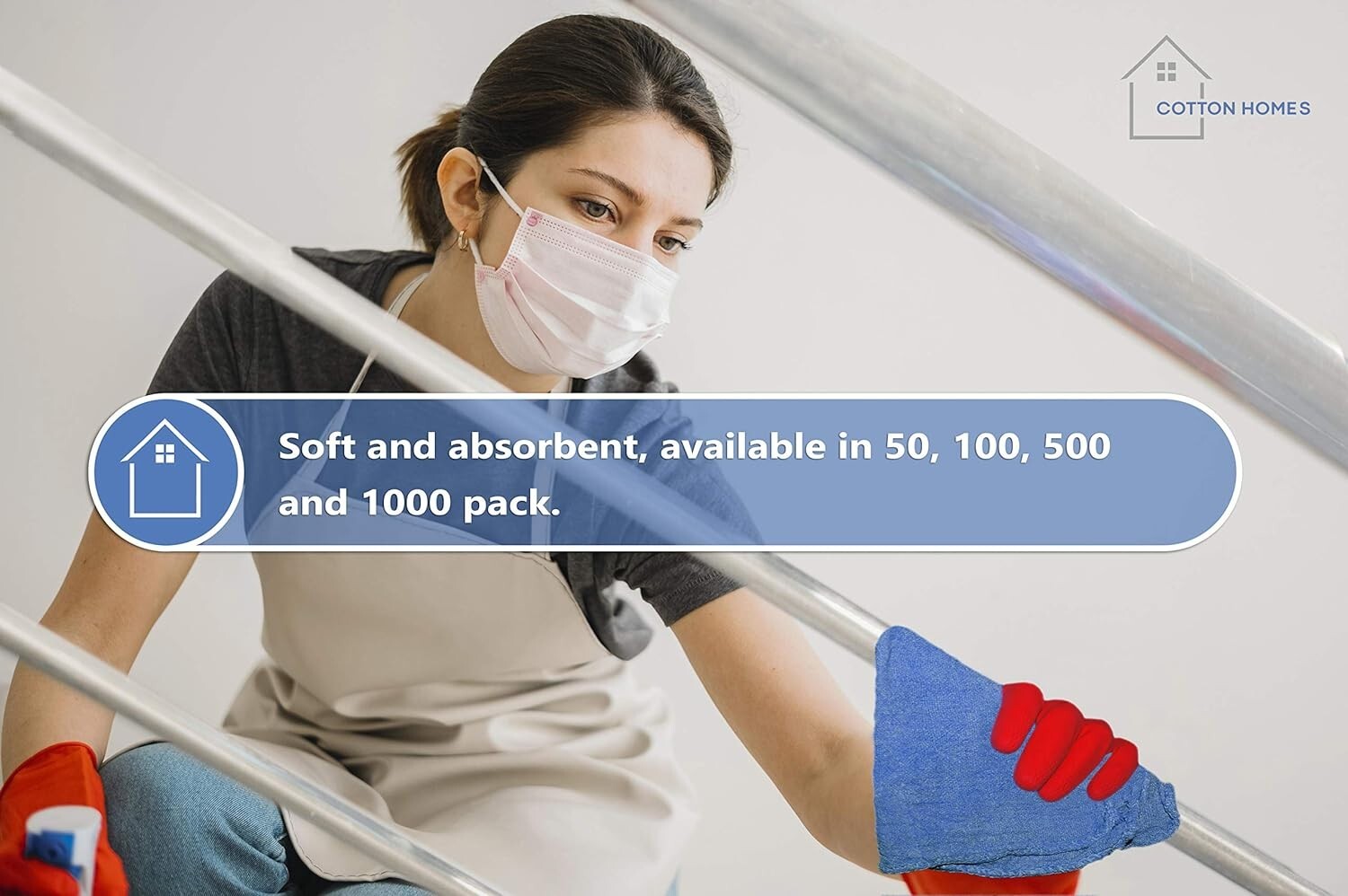 100 INDUSTRIAL SHOP RAGS / CLEANING TOWELS BLUE WITH 10 FREE SHOP TOWELS