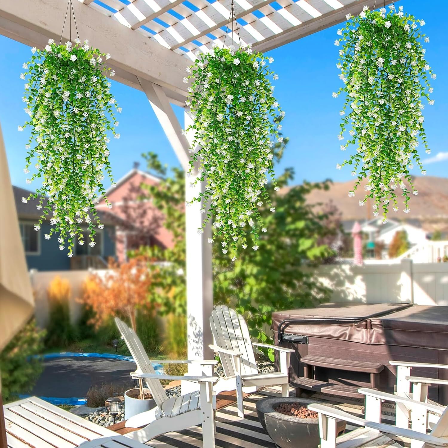 3pc Artificial Fern Plant Fake Eucalyptus Leaf Hanging Flower Vine Home Decor