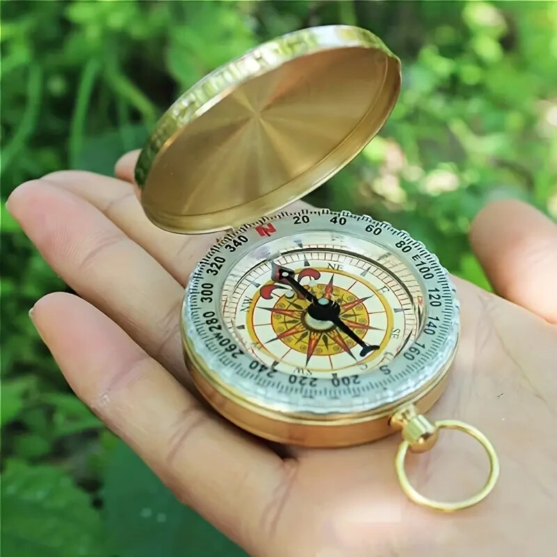 Waterproof Luminous Compass Camping Hiking Brass Compass Portable Compass