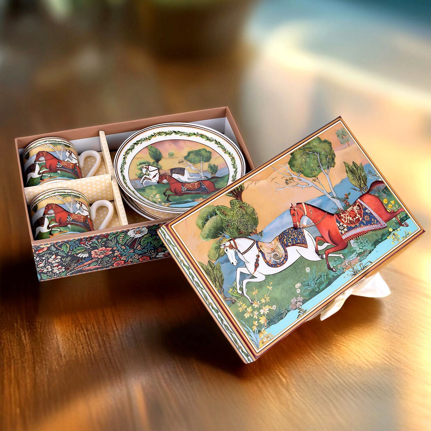 Running Horse Bone China Espresso Cup Set Luxury Demitasse Coffee Cups Set 100ml