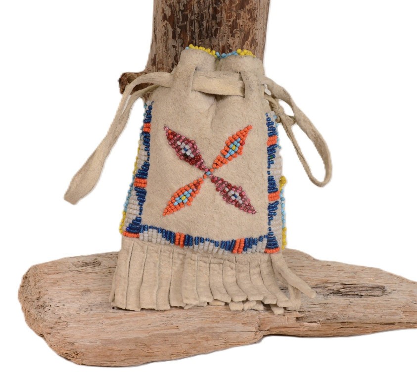 Ute Small Fringe Bag   ca. 1940  Size 5.125" H included fringe x 3.25" W