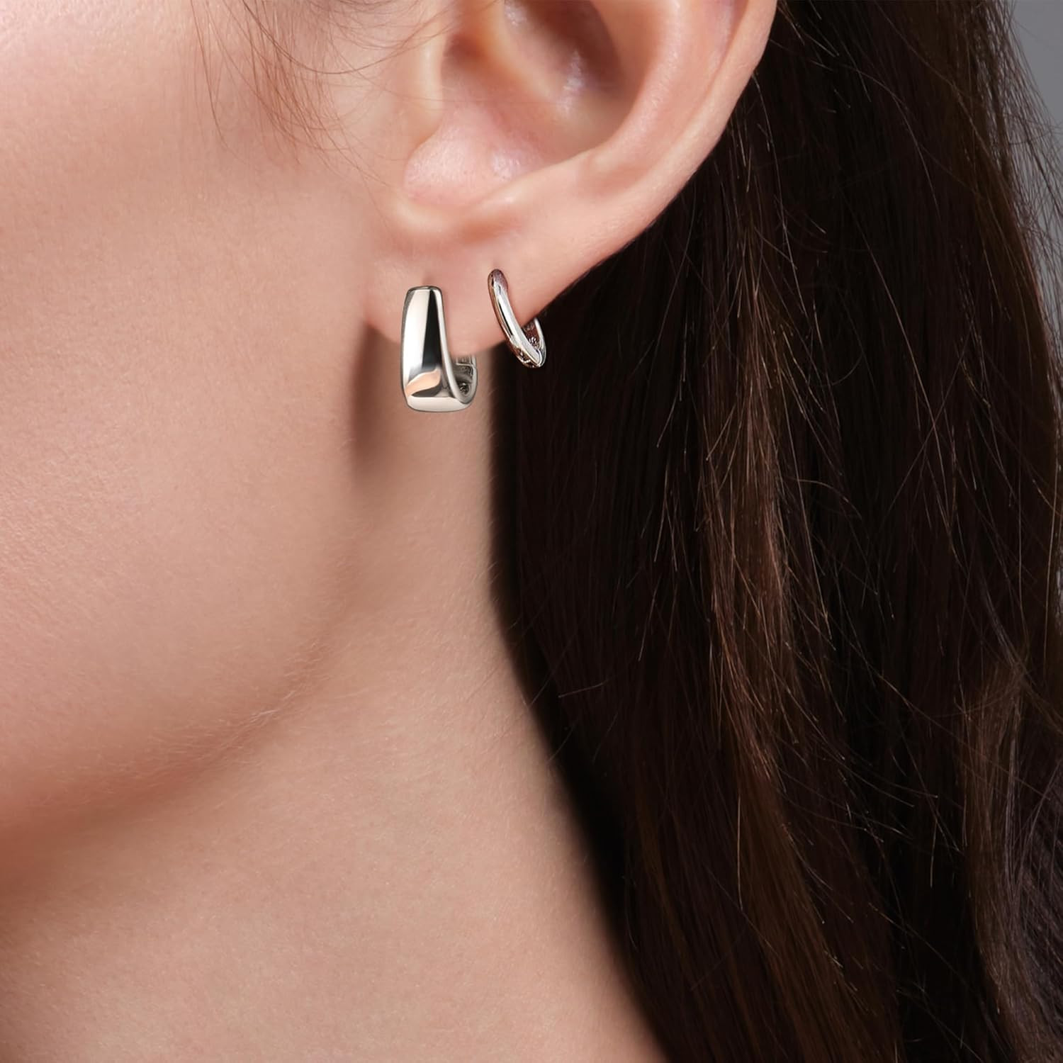 925 Sterling Silver Small Chunky Huggie Hoop Earrings