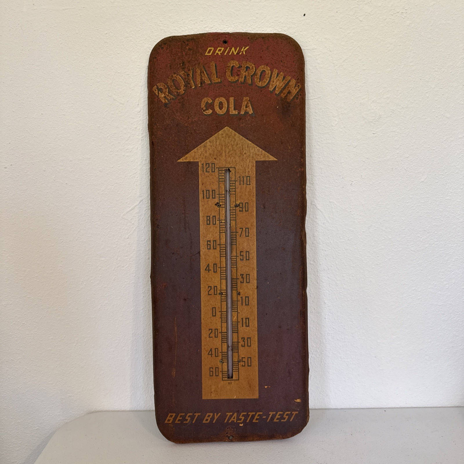 Vintage RC Cola Royal Crown Metal Thermometer Sign 25.5” x 10” Works!
