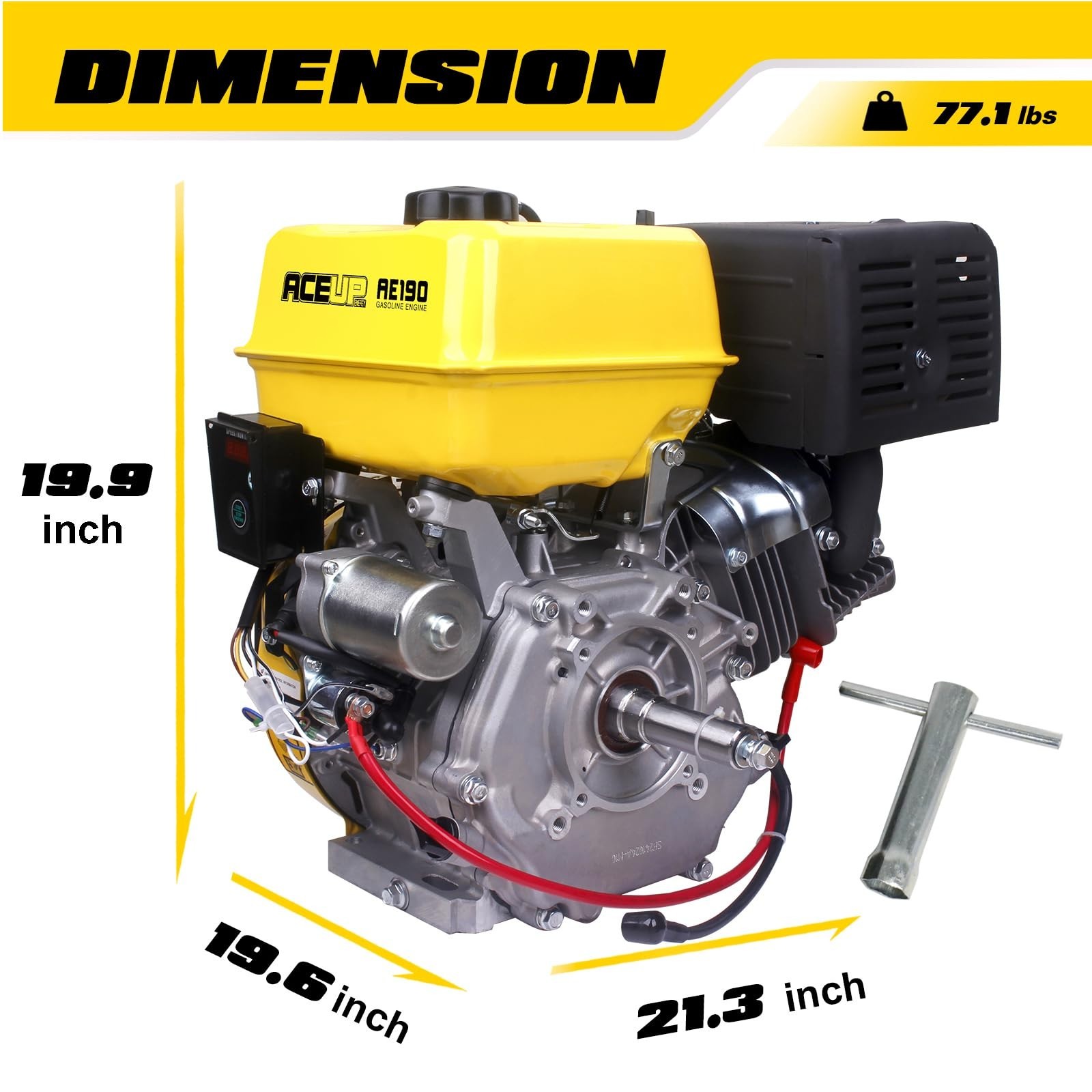 Aceup Energy 15HP 420cc Gas Engine Horizontal Shaft ,Electric Start Gas Motor