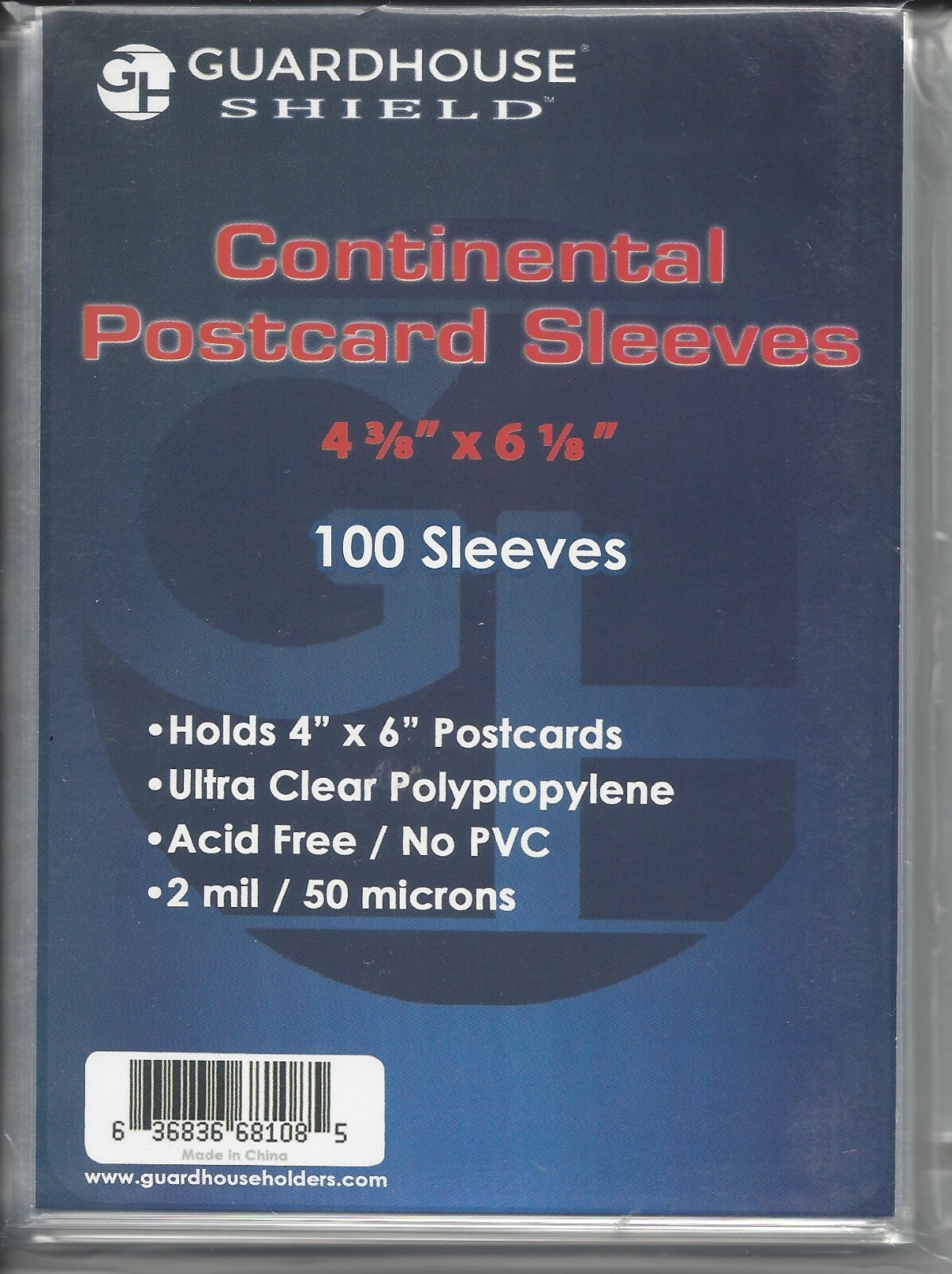 100 New Guardhouse 2-mil Continental Postcard Poly Sleeves 4-3/8" x 6-1/8"