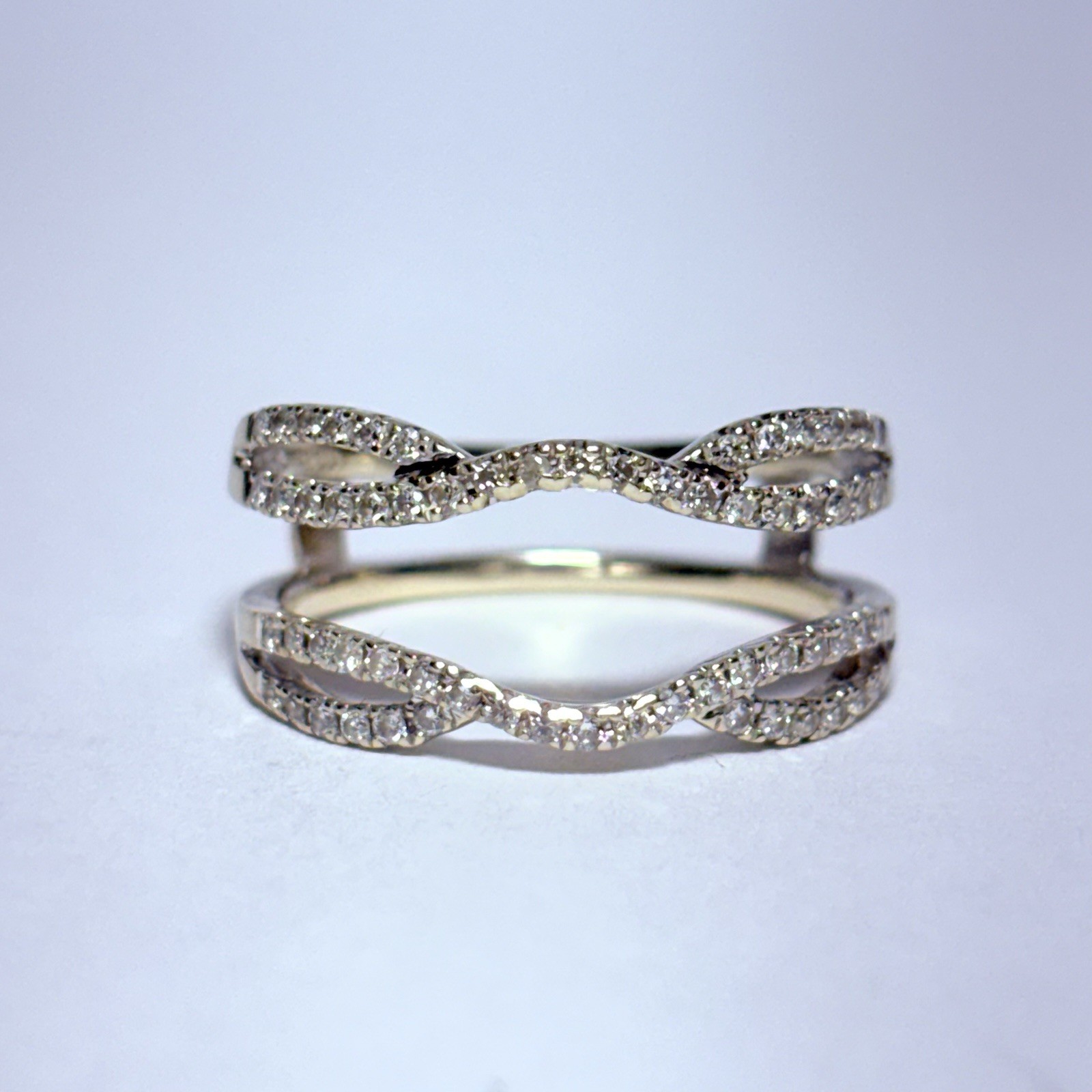 Unique Designs 14K White Gold 0.09ctw Diamond Size 7 Enhancer Ring 3.7g