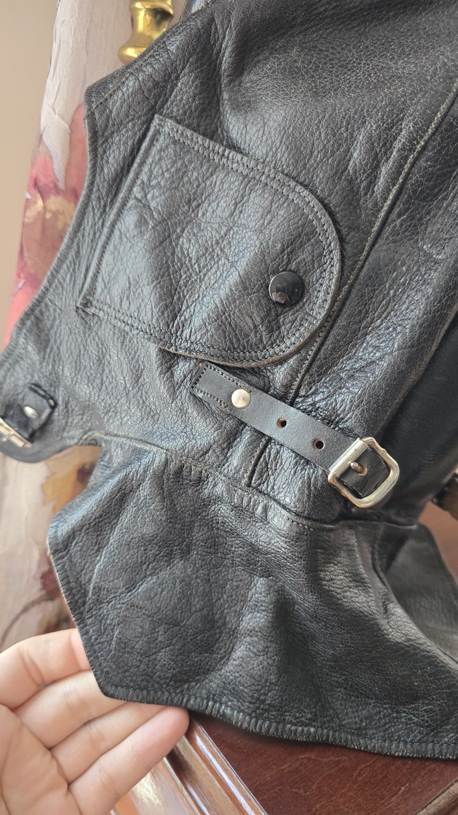 Leather Padded Helmet Flight Or Motorcycle Cap Ear Covers LARPING Cosplay Pilot