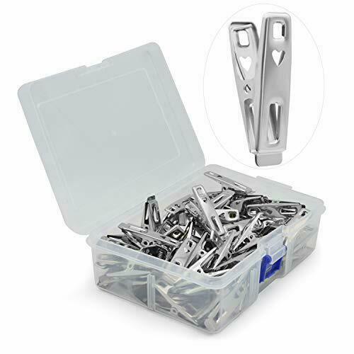 60 PCS Strong Stainless Steel Clothes Pins Metal Laundry Pegs with Storage