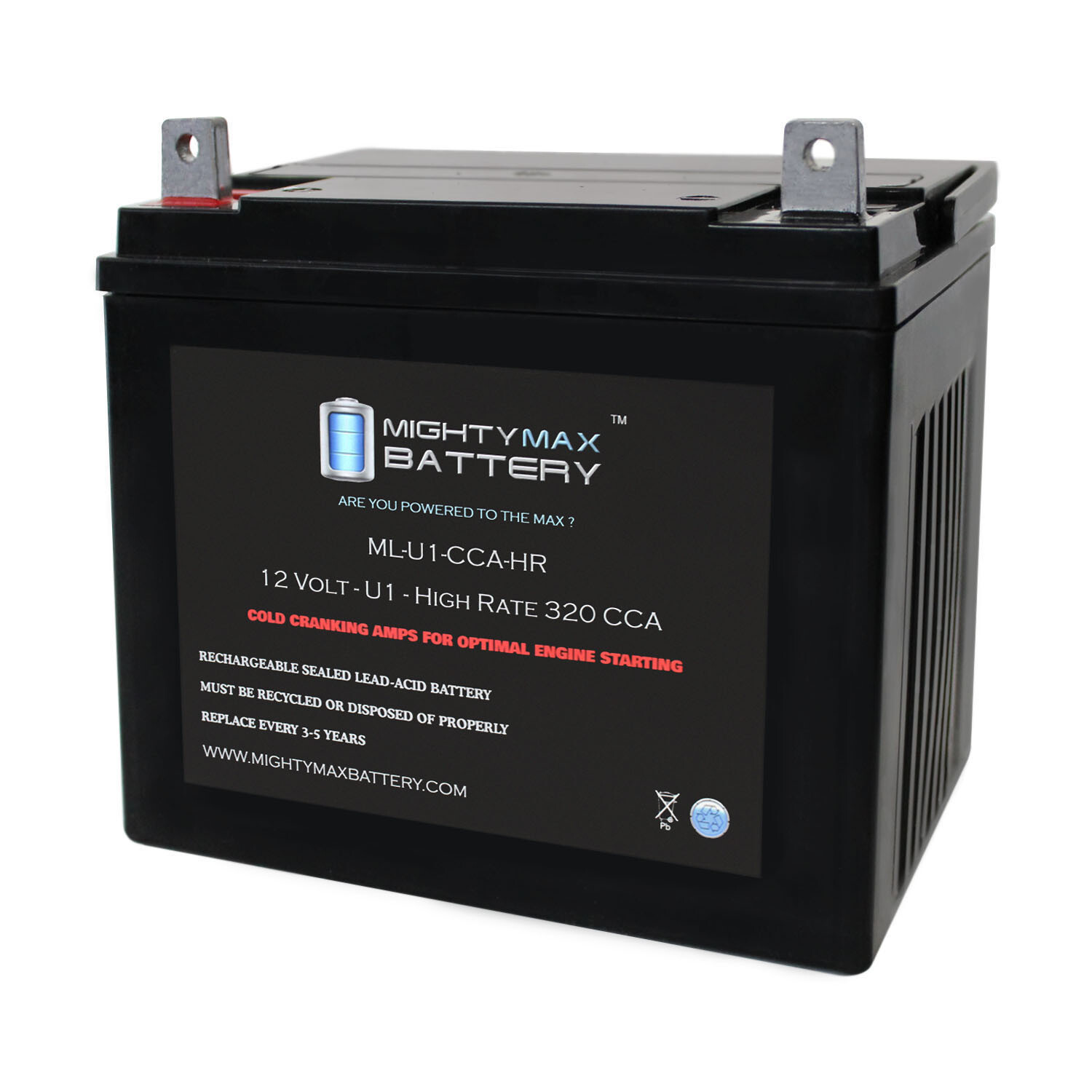 Mighty Max ML-U1-CCAHR 12V 320CCA Battery for JohnDeere 32 300CCA Lawn Mower