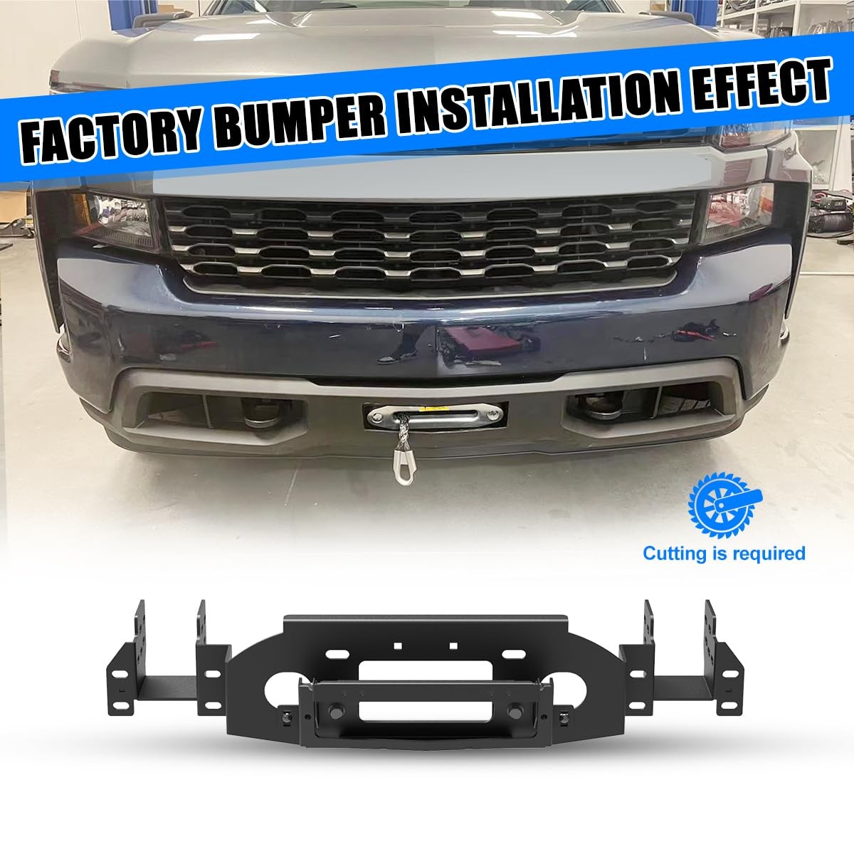 Front Hidden Winch Plate for 2019 2020 2021 Chevy Silverado 1500 Pickup Trucks