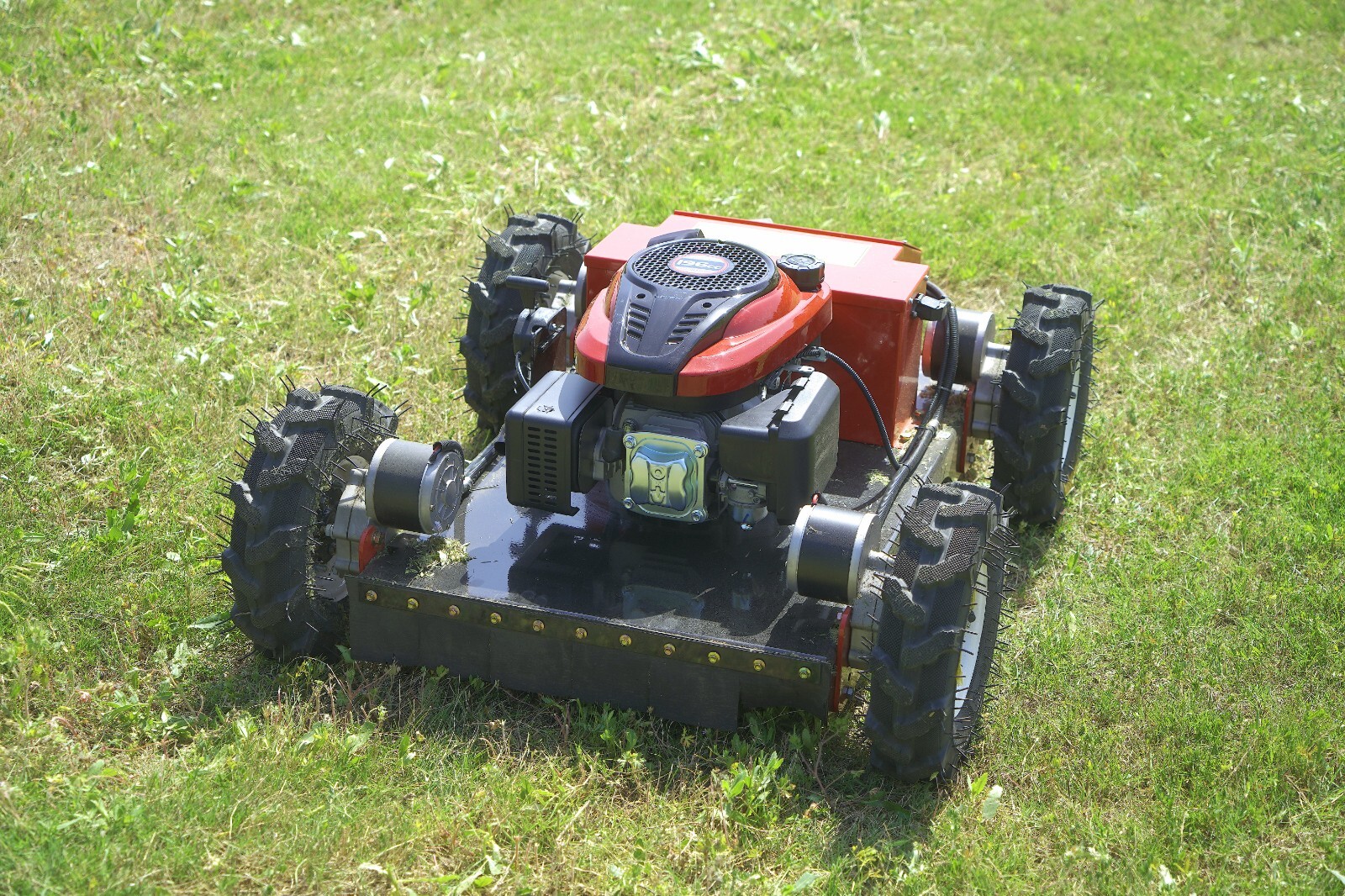 Remote control lawn mower with adjustable mowing height Limited time offer