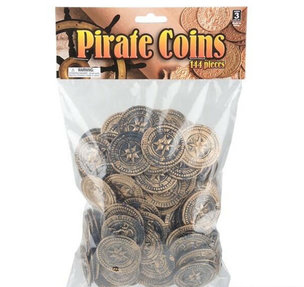 72 Plastic Pirate Gold Play Toy Coins Birthday Party Favors Pinata Money Coin