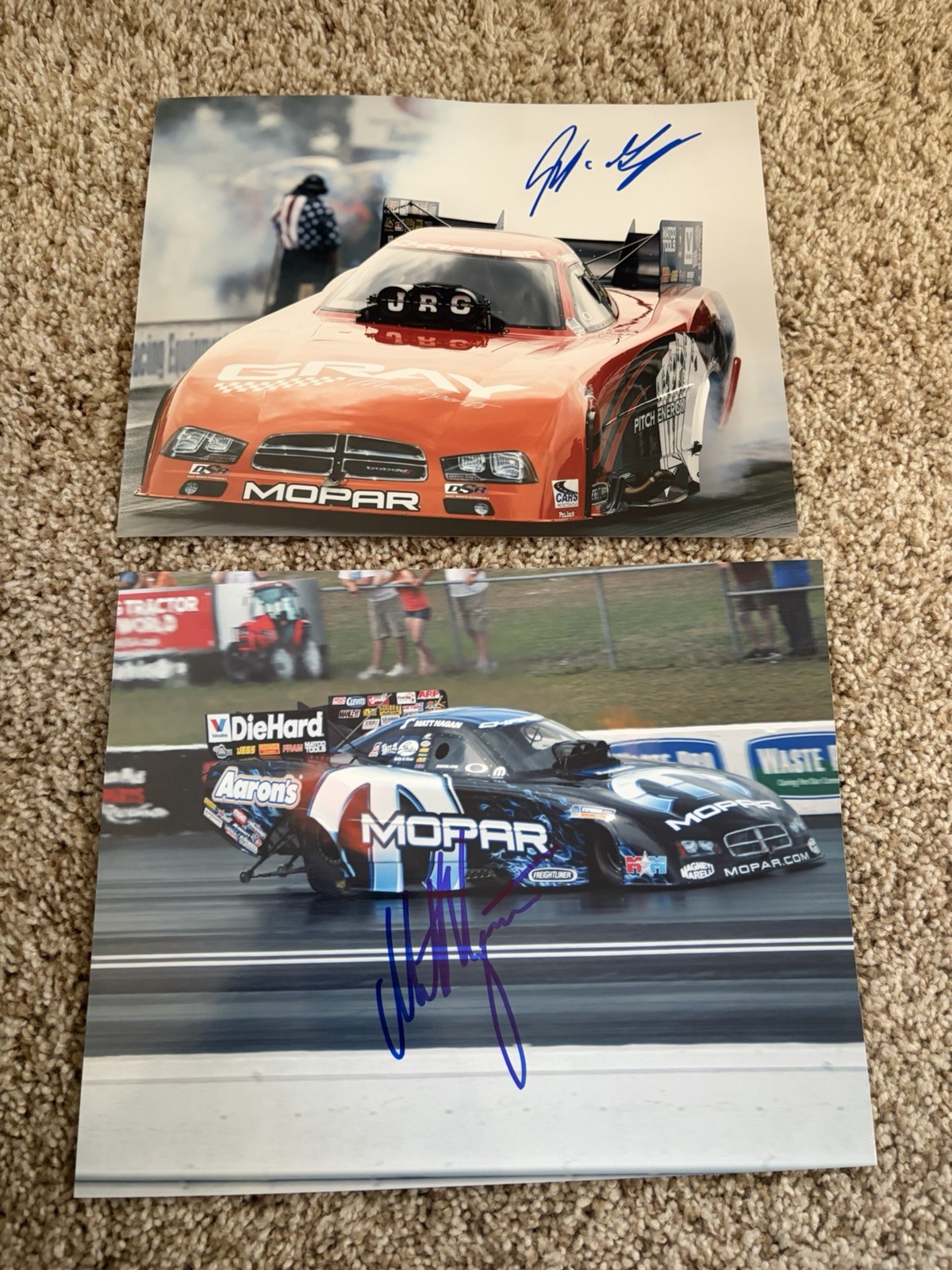 Authentic Autographed 8x10 Lot Of 12 NHRA Photos-Beckman, Capps, Hagan, Etc