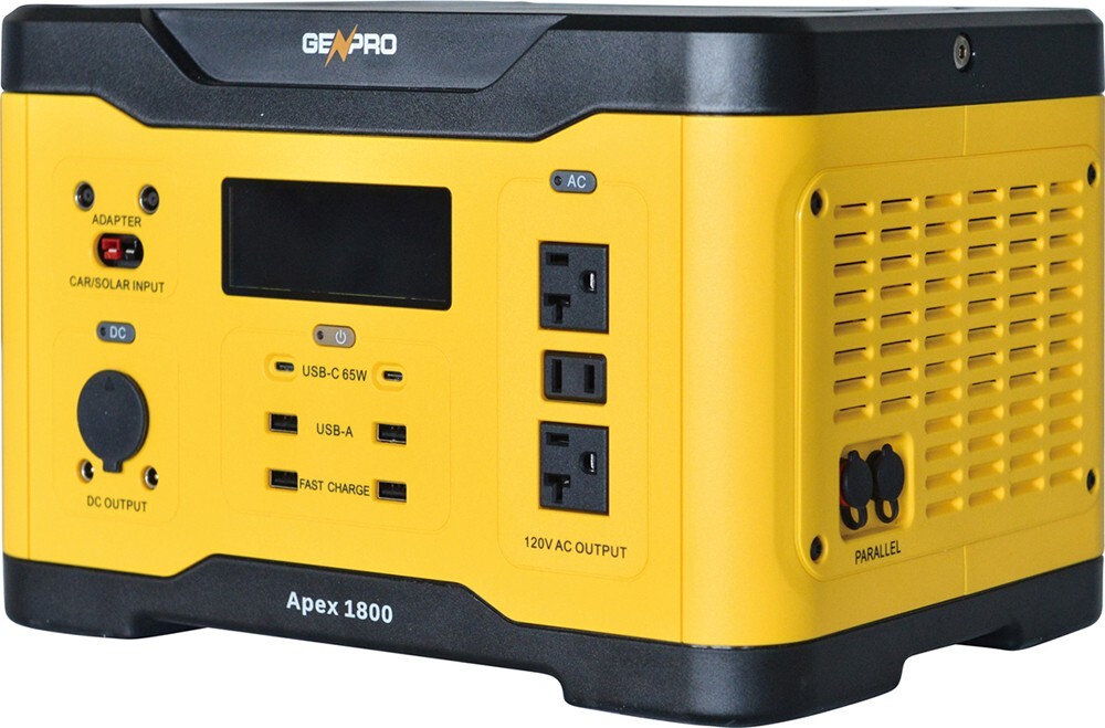 GenPro 1800 - High Capacity Portable Power Station 1800W 1601.5Wh AC DC USB Wire