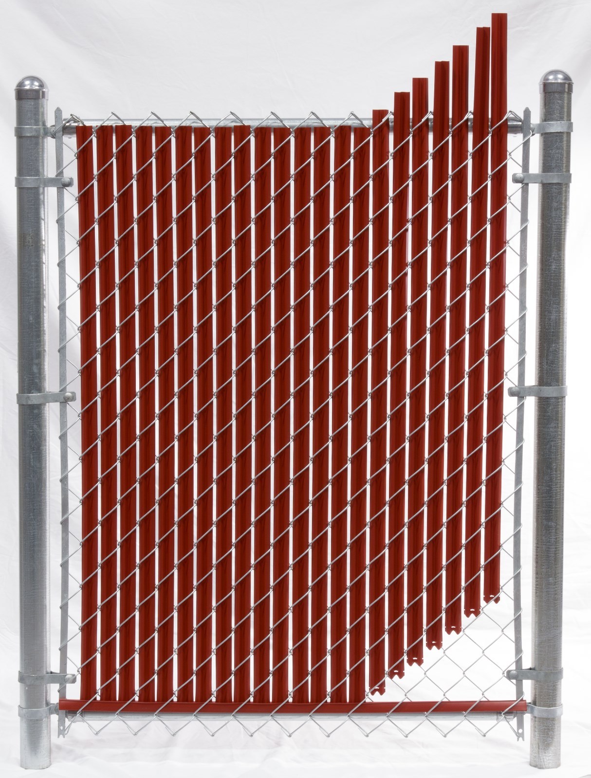 4 ft High Redwood Wave Slat™ Single Wall Privacy Chain Link Fence Slats