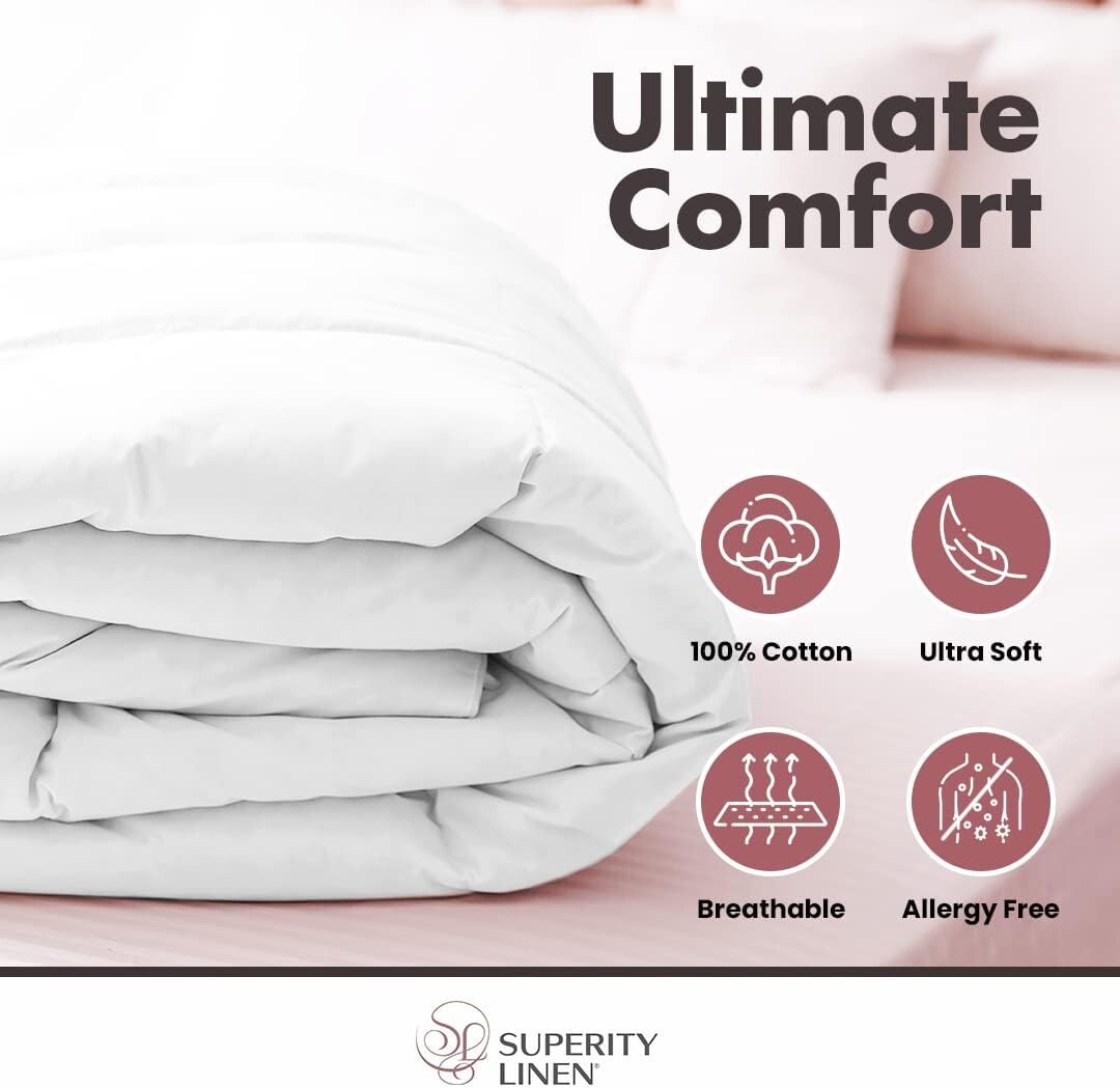 Superity Linen 100% Cotton Button Closure Duvet Cover White