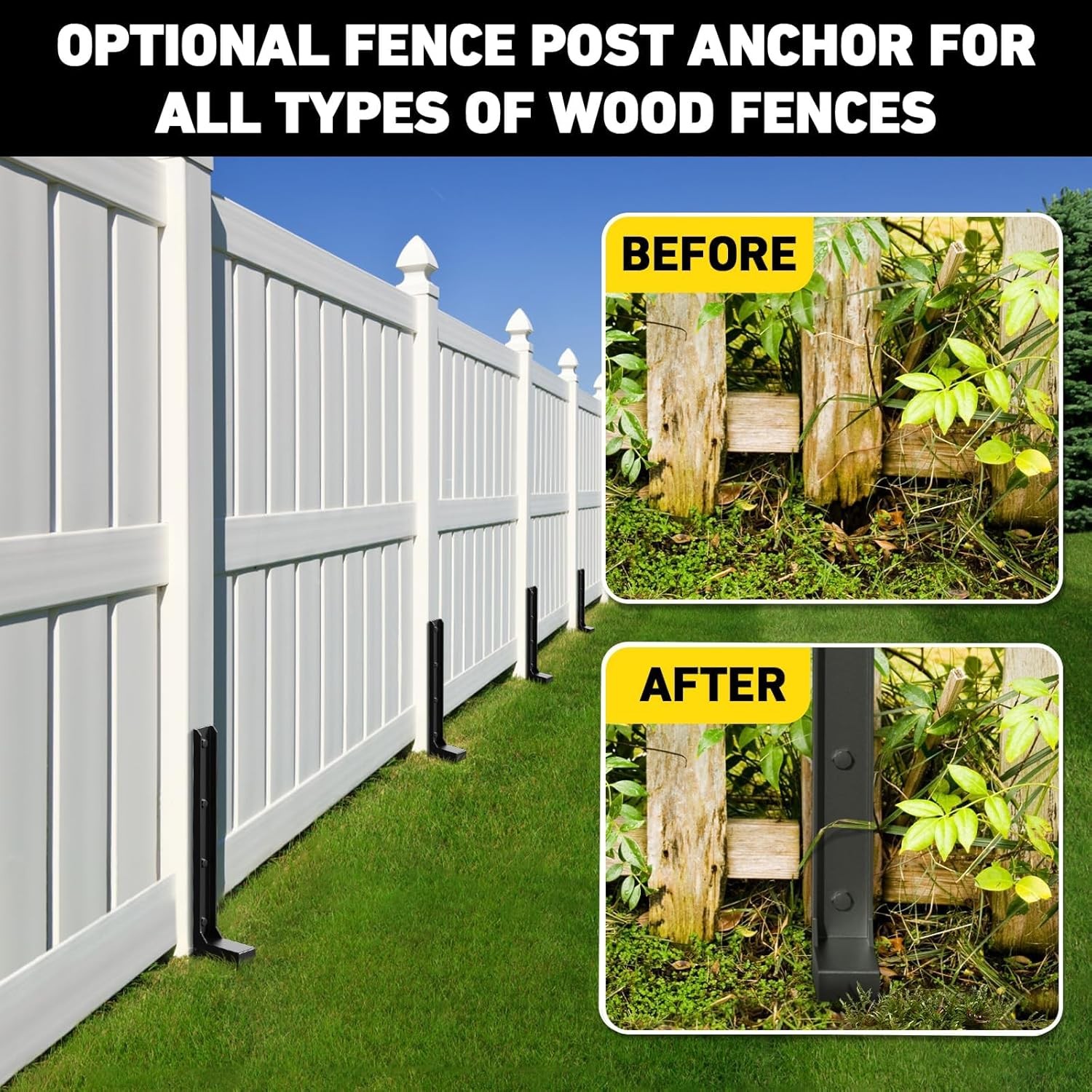 2/4/6/8PCS Thickened Fence Post Repair Kit Stakes Heavy Duty Fence Post Anchor
