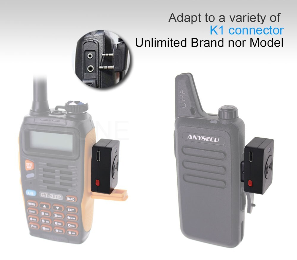 Wireless Hands-free PTT Bluetooth Earphone K1 Plug For UV-82 UV-5R Walkie talkie