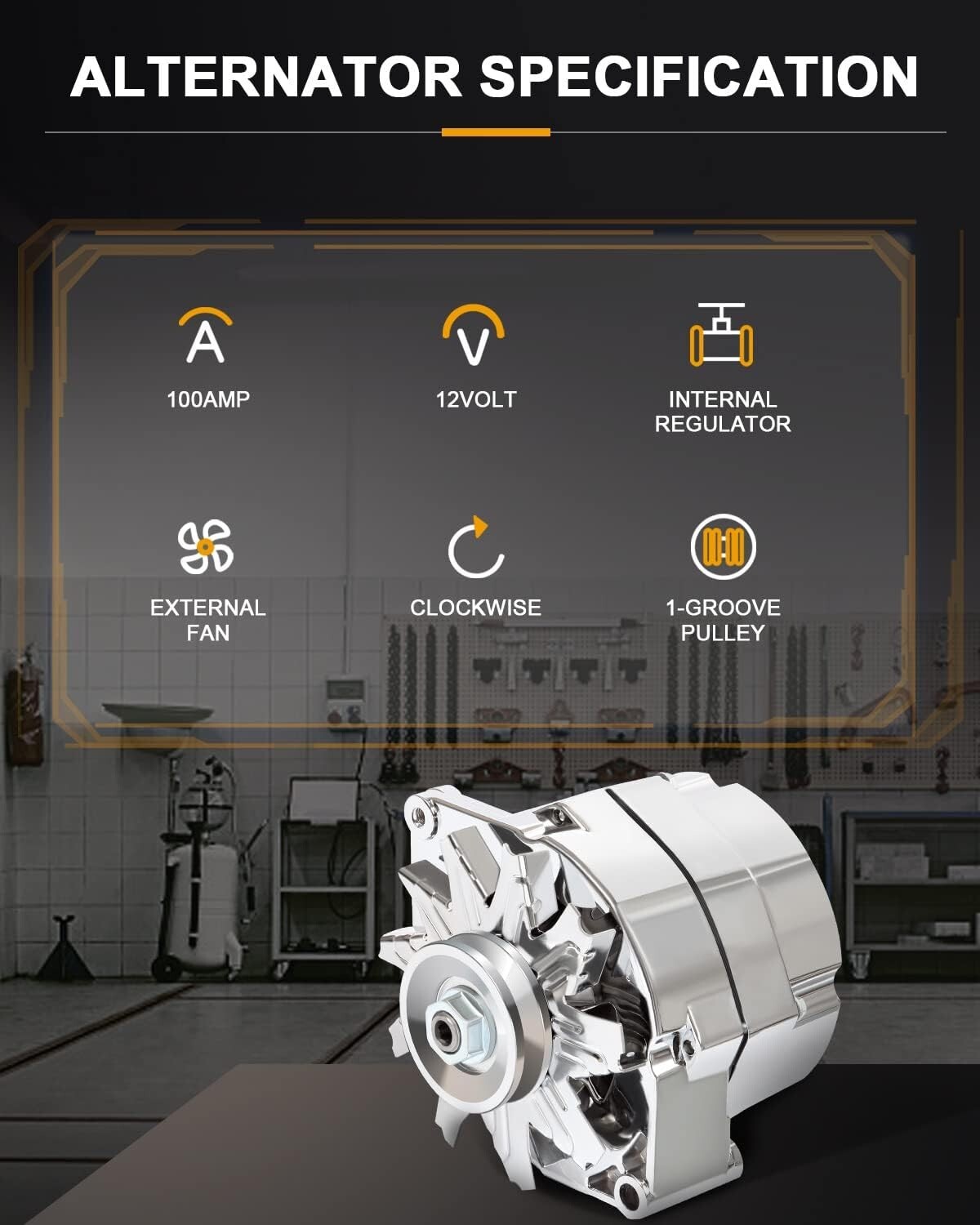 Alternator For Chrome BBC SBC Chevy 120Amp Street Rod GM 1 Wire 1975-1985 12V