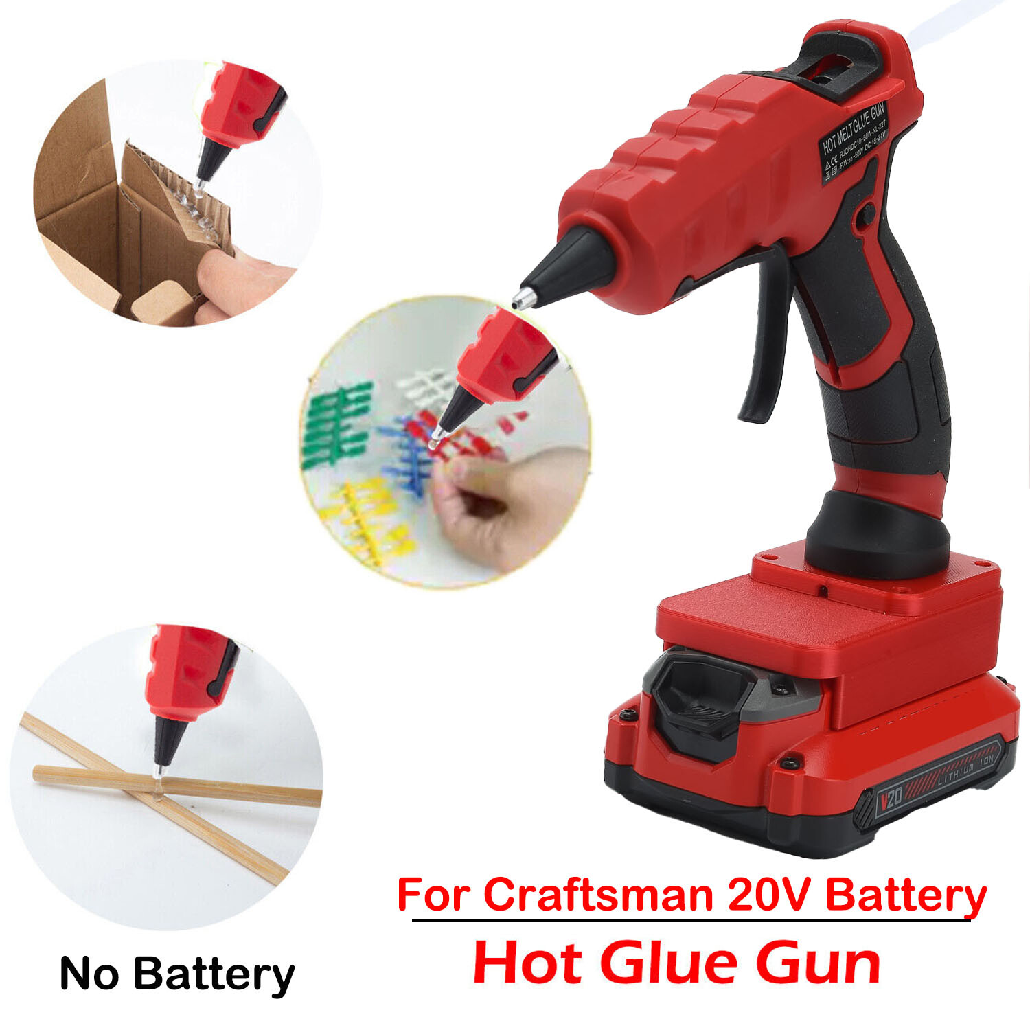 Hot Melt Glue Gun For Craftsman 20V V20 Li-ion Battery Handheld Repair DIY Tools