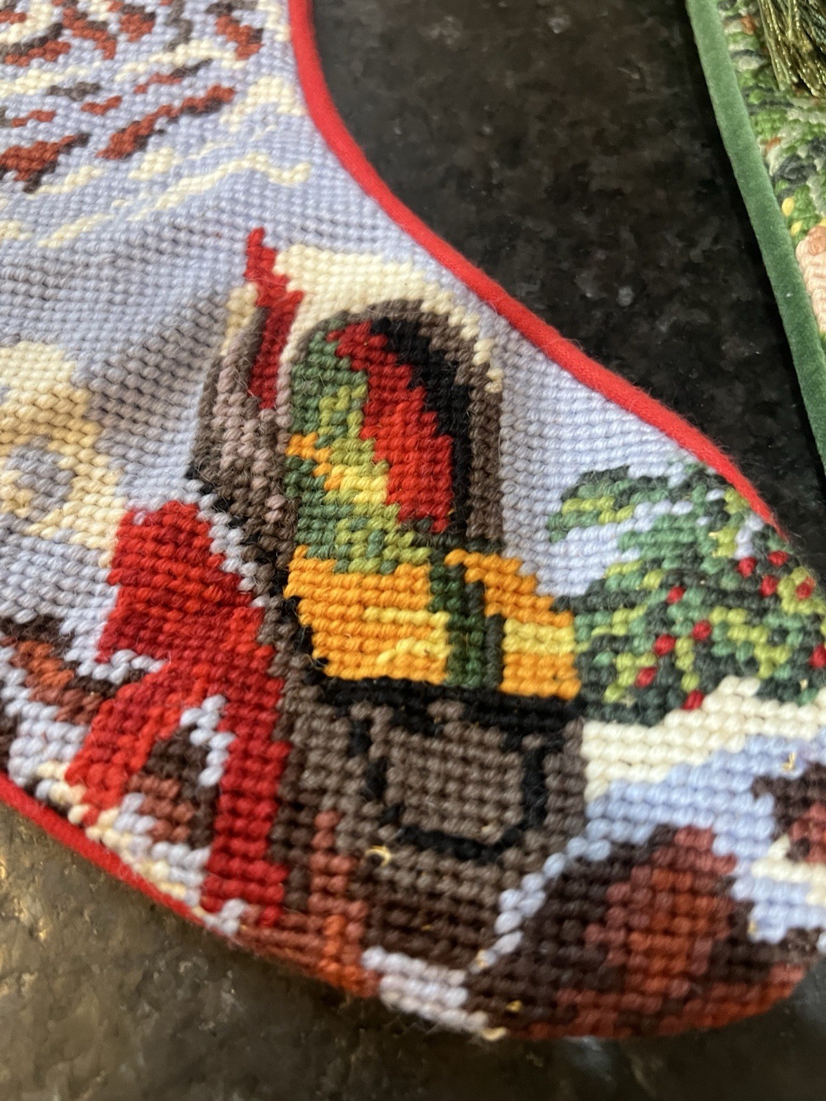 Set Of 3 Needlepoint Christmas Stockings -