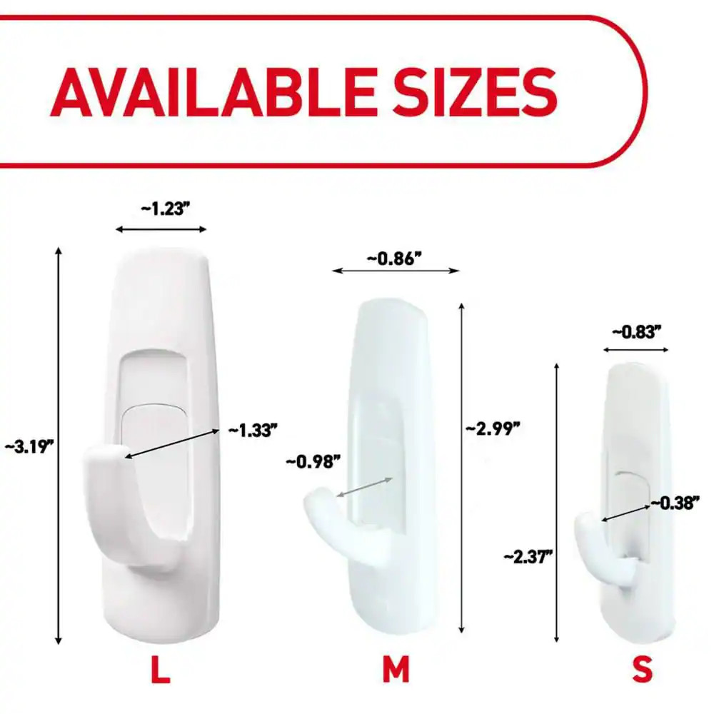 Command Large Utility Hooks, White, Damage Free Hanging, 6 Hooks and 12 Command