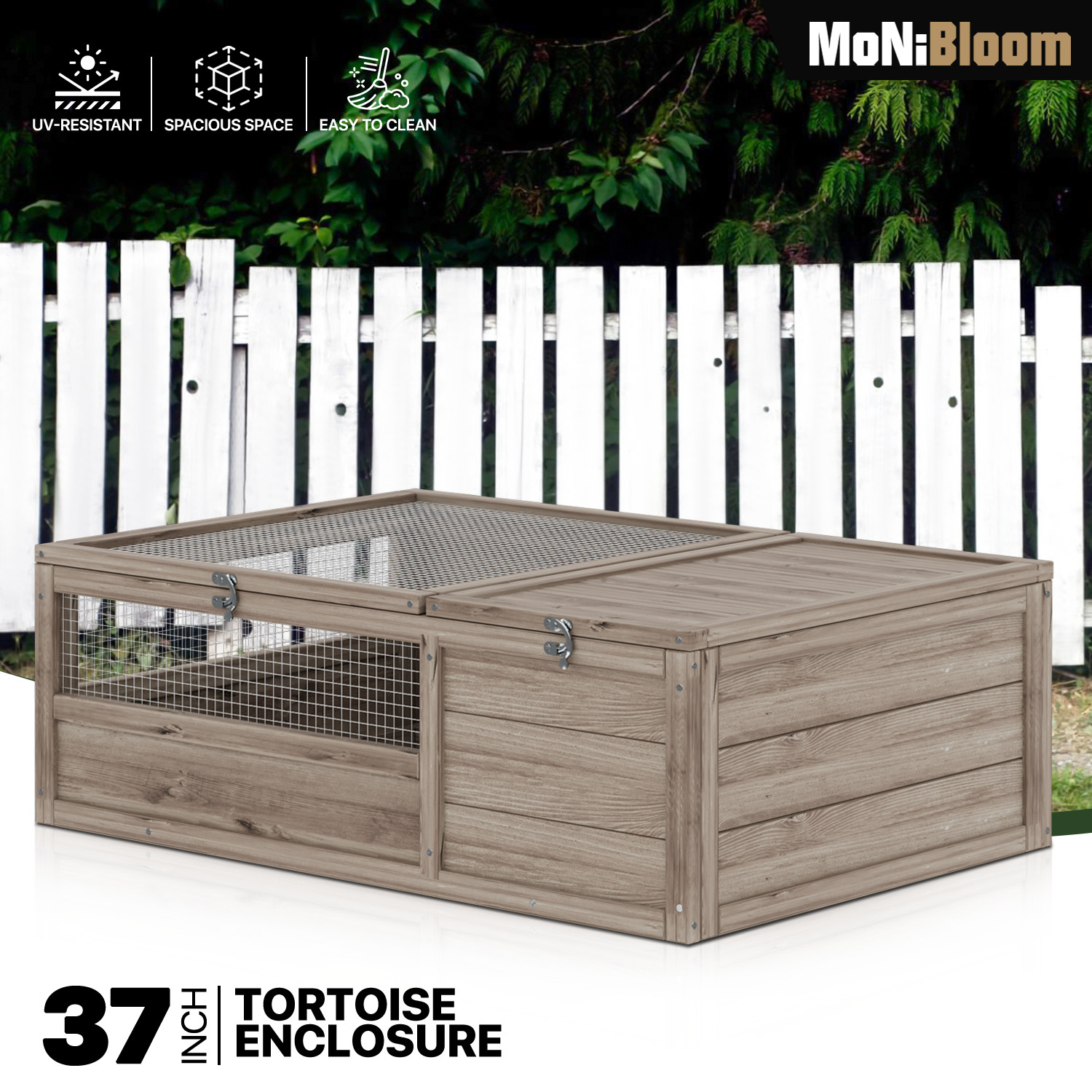 37"x25.5" Filp Up Chicken Coop Hutch Rabbit Pet House Wooden Tortoise Enclosure