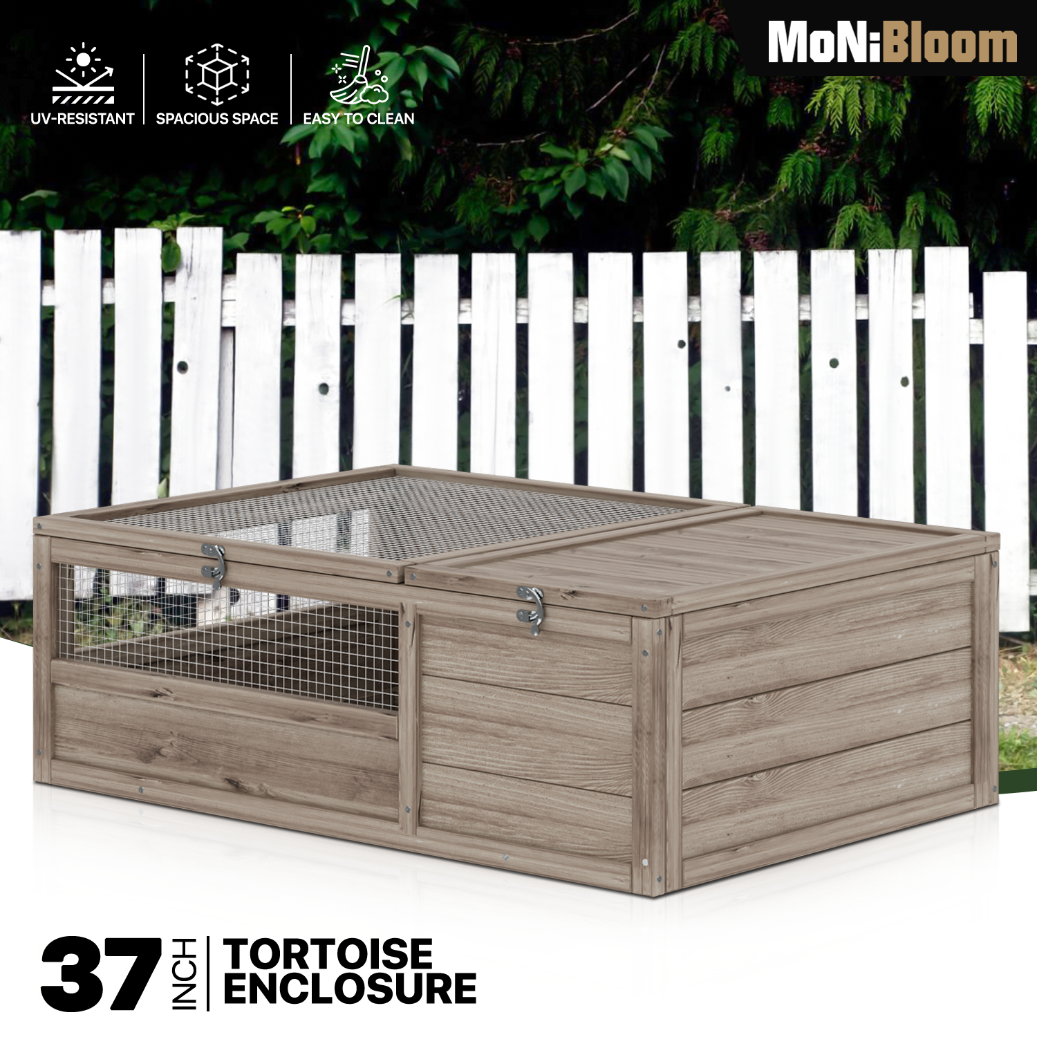 37"x25.5" Filp Up Chicken Coop Hutch Rabbit Pet House Wooden Tortoise Enclosure