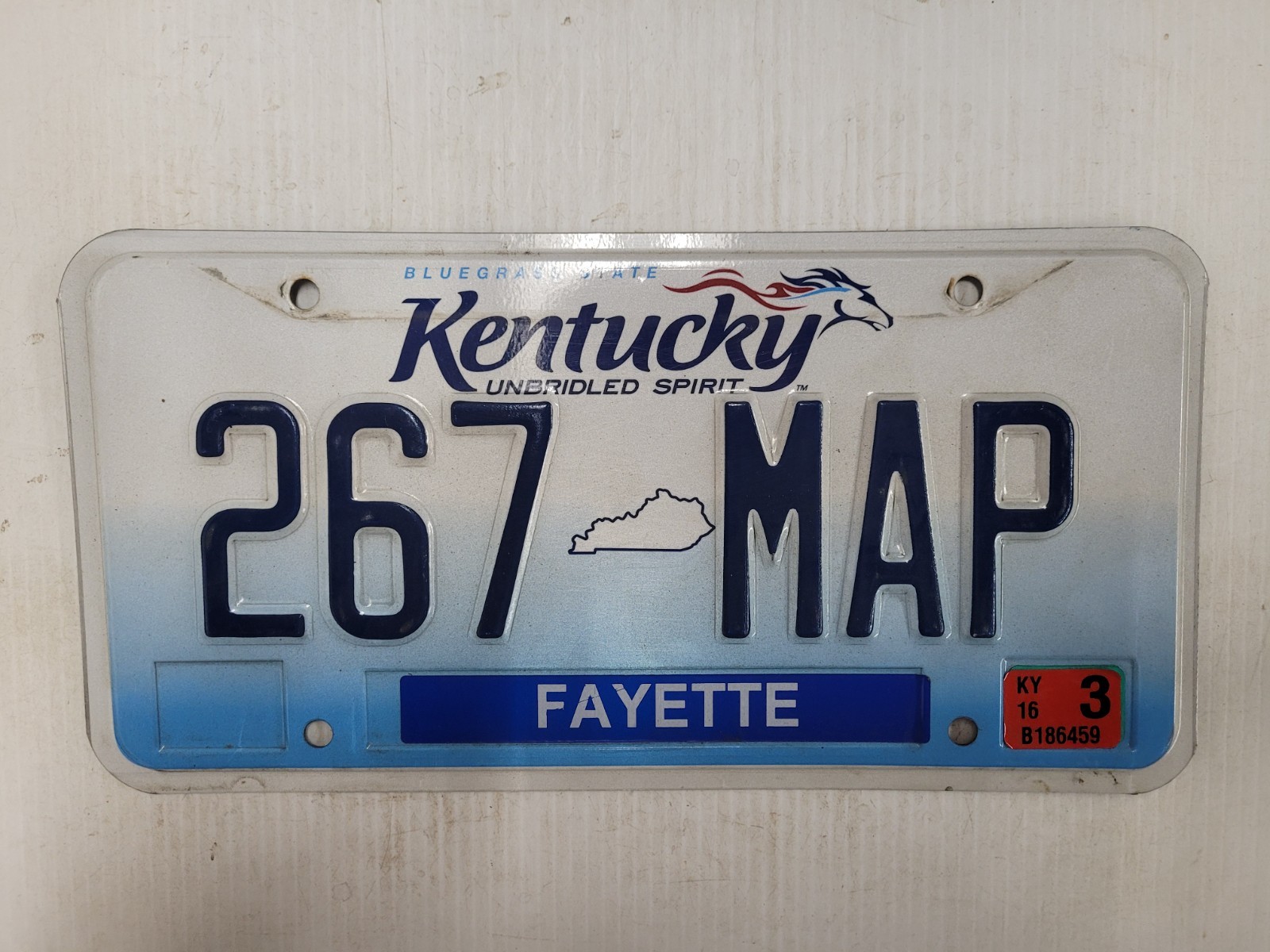 2016 Kentucky WORD PLATE MAP   License Plate Tag