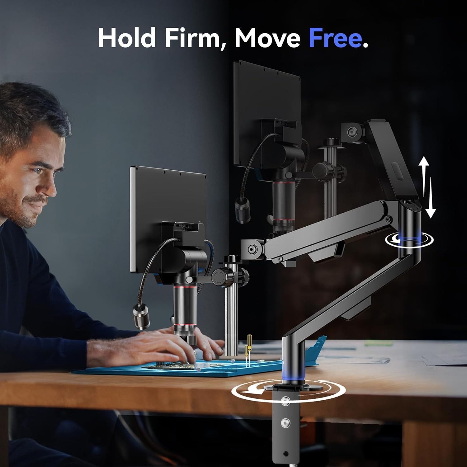 TOMLOV 3D Digital Soldering Microscope 38MP 2000X Coin Microscope Flex Arm 3K