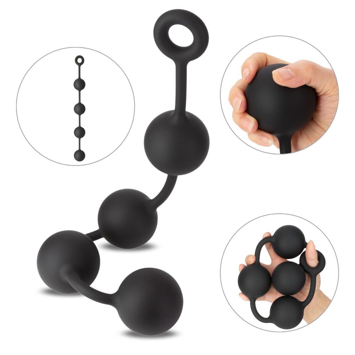 Silicone 2.35" Super Big Huge Extra Large XL Anal Beads Butt Plug Pull Ring