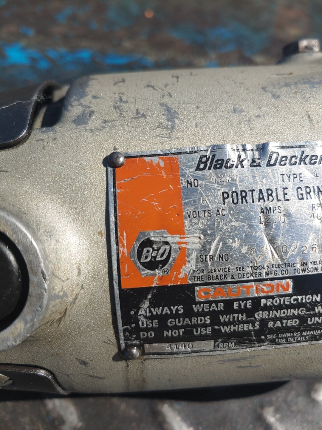 BLACK & DECKER No. 4277, 6" STRAIGHT DIE GRINDER, USA, SERVICED.