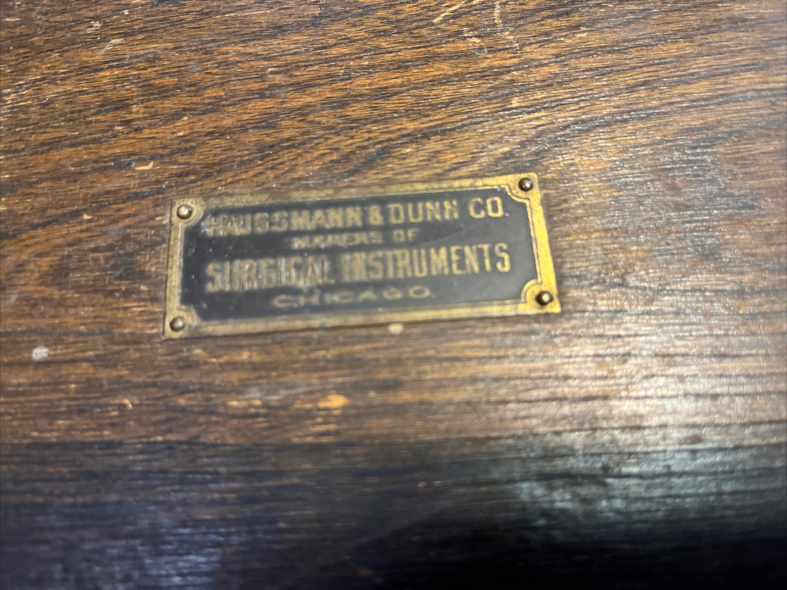 Antique 1800’s Physicians Haussmann & Dunn Surgical Instruments Wood Box 17” X 5