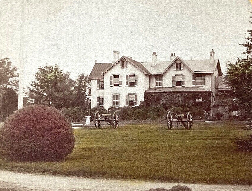 RARE! CIVIL WAR PRESIDENT LINCOLN'S SUMMER HEADQUARTERS STEREO PHOTO c1863