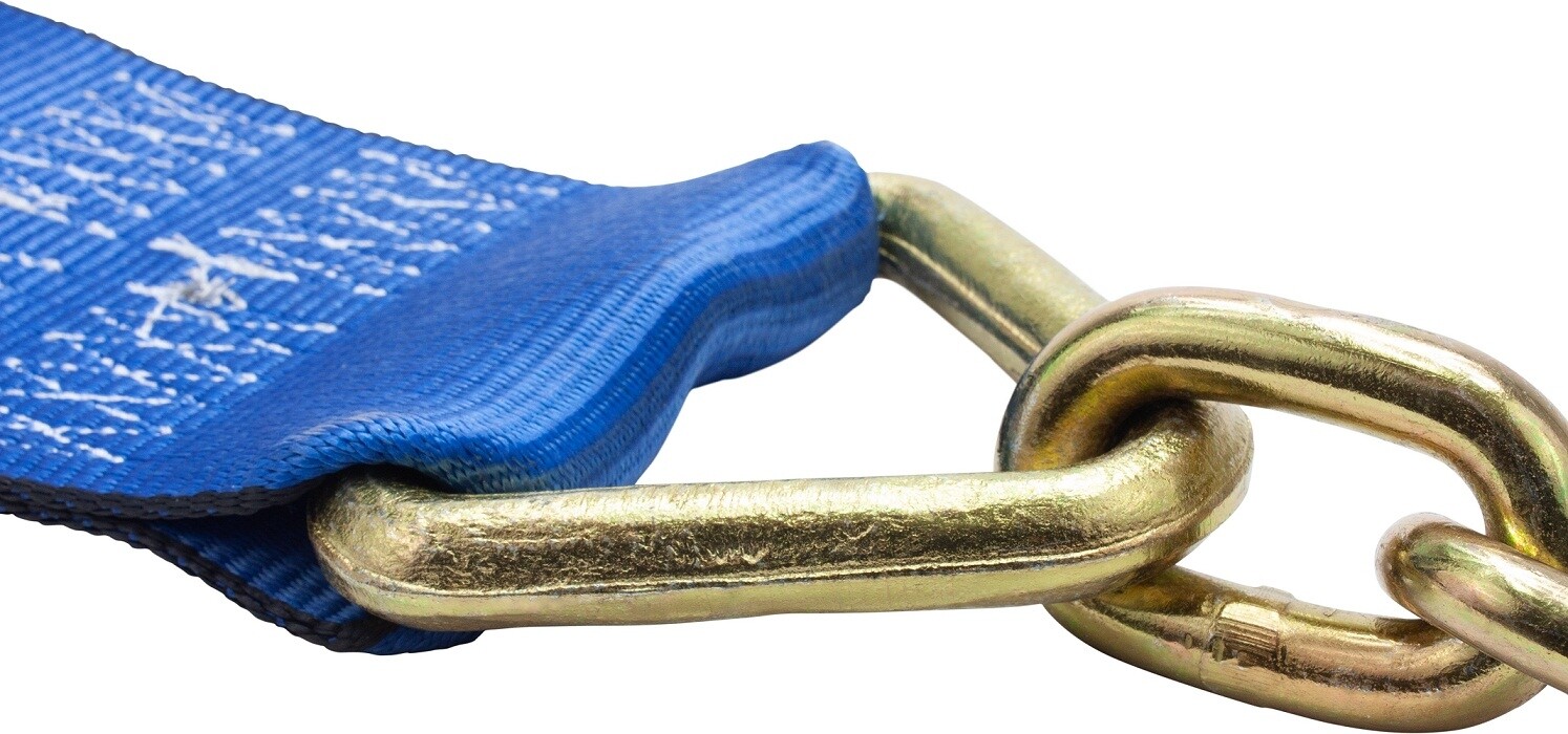 8 Pk 4"x30' Kinedyne Winch Strap w/ Chain Anchor, WLL 5400 # Trailer Tie Down