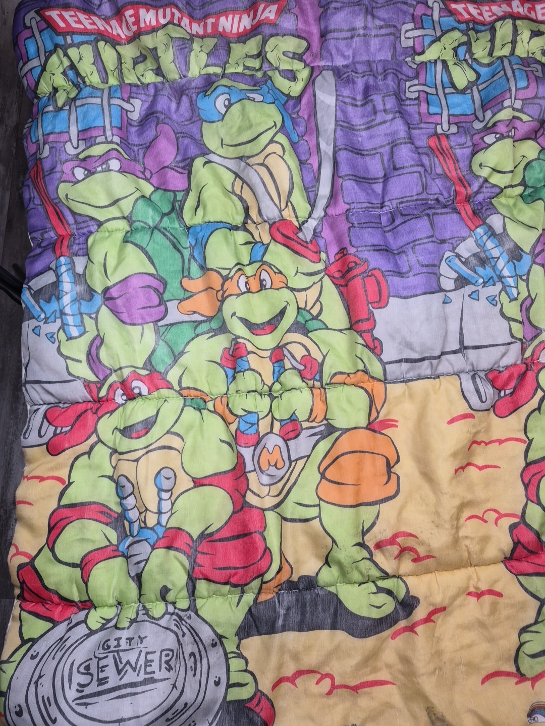 Vintage 1990 Teenage Mutant Ninja Turtles Youth Kids Sleeping Bag TMNT NO ZIPPER