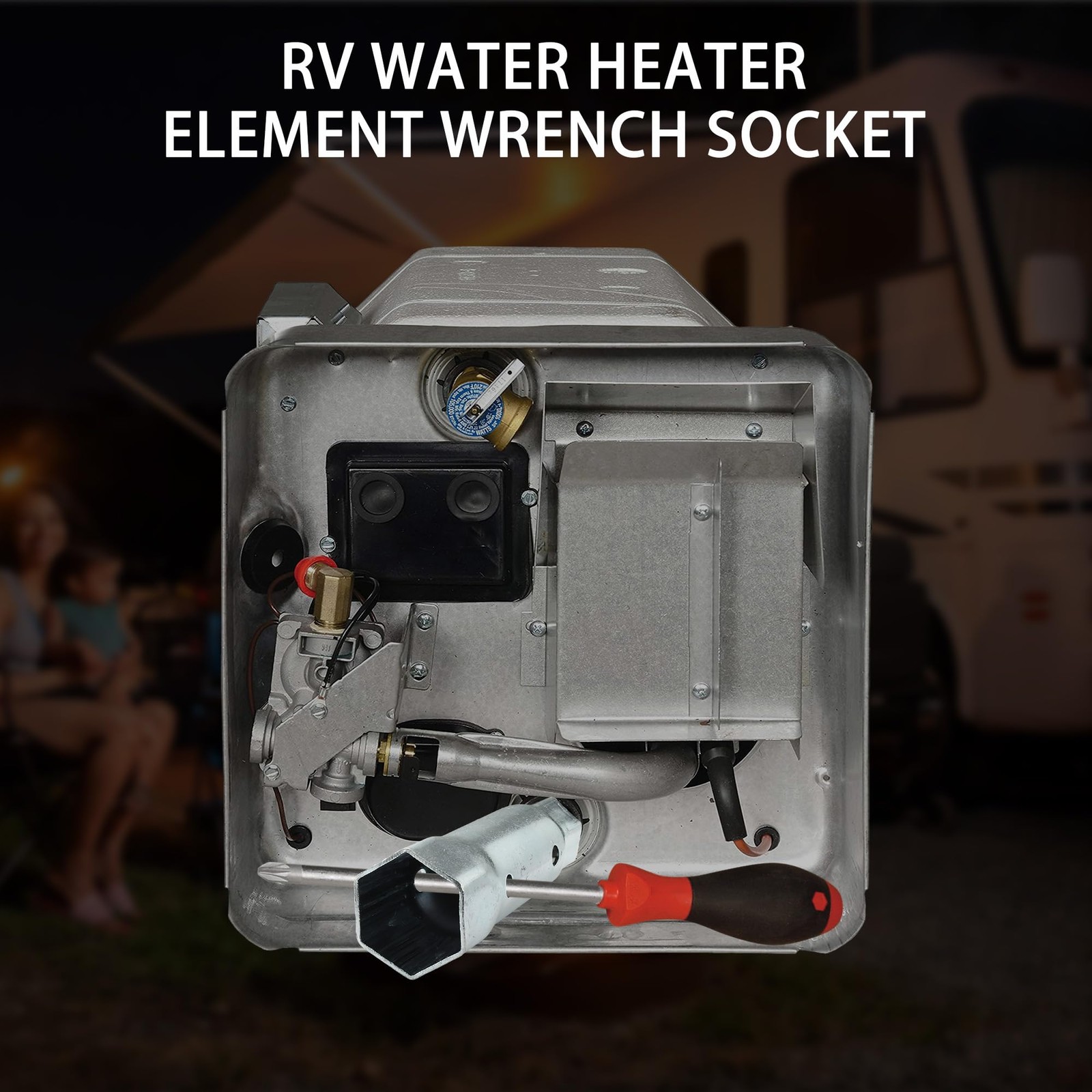 Timsec RV Water Heater Element Wrench Socket - 1-1/16 in / 1-1/2 in, Silver