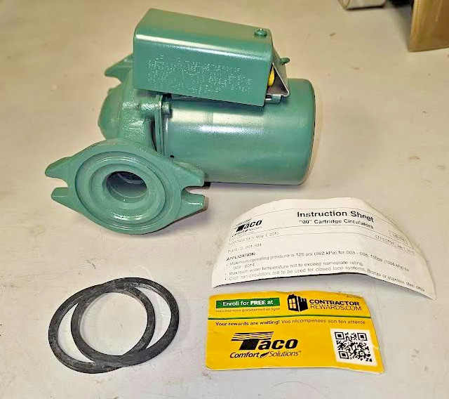 Taco 007-F5 Cast Iron Circulator, 1/25 HP, BENT ELECTRIC BOX, NEW
