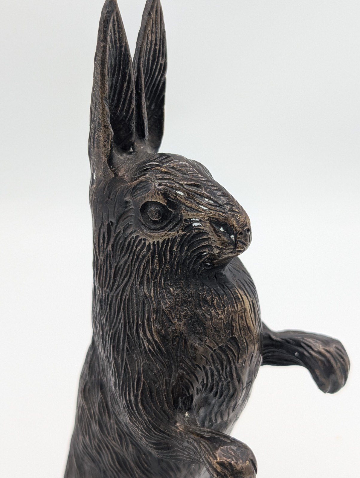 Vintage Bronze Standing Rabbit Hare Doorstop Figurine Sculpture Heavy Bronze Art