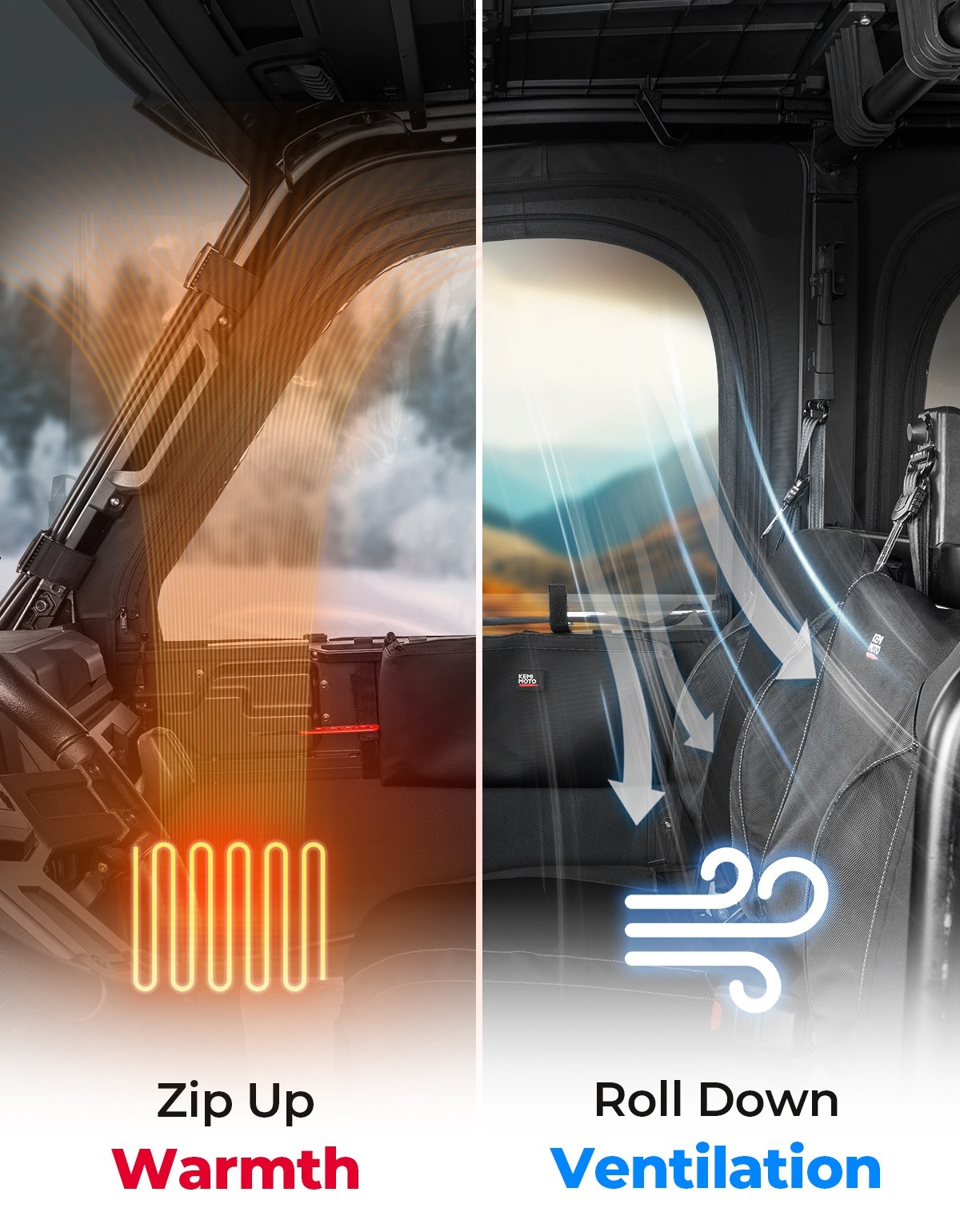 UTV Framed Door Kit Cab Enclosure for Polaris Ranger Crew XP 1000 2018-2025 PVC