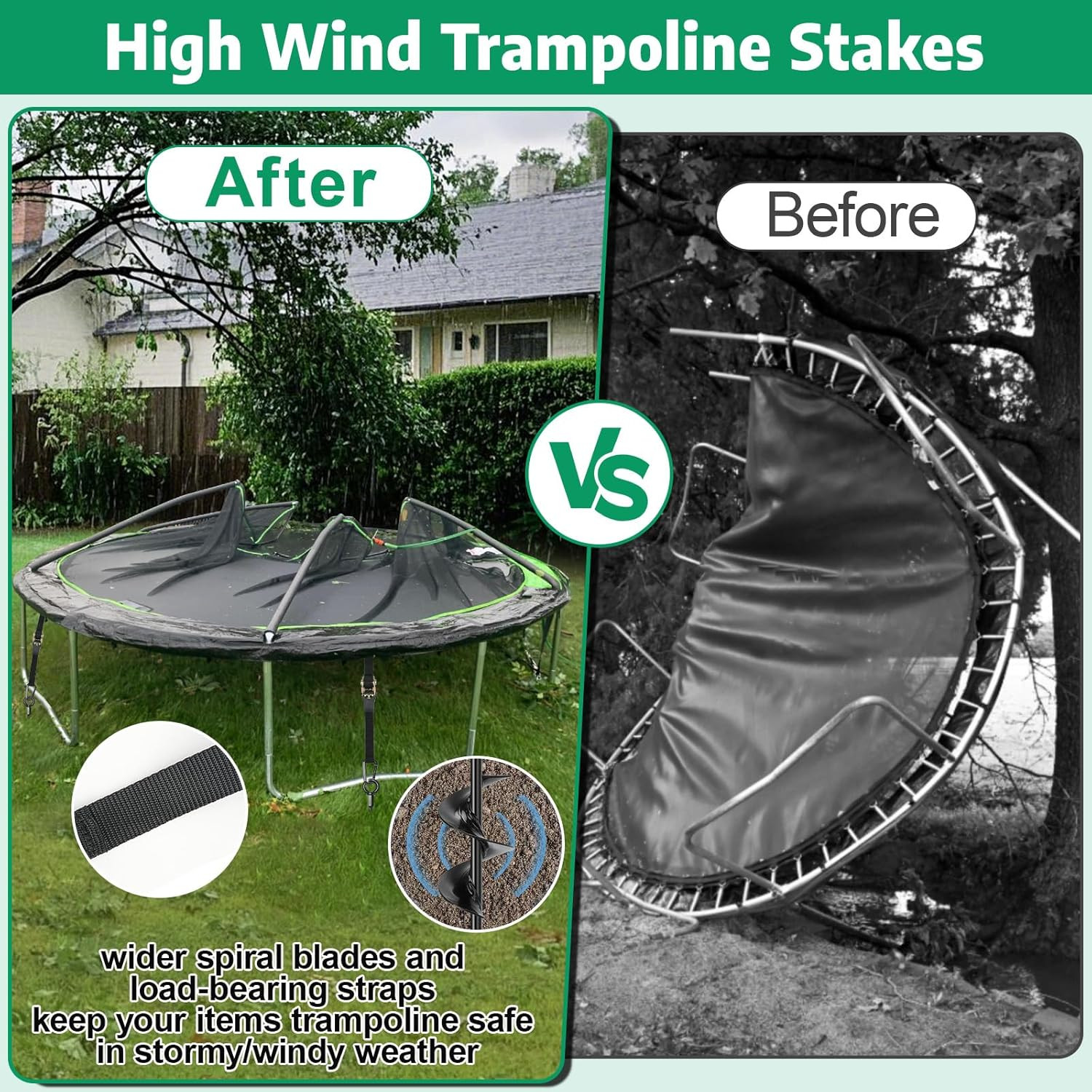 Ground Anchors, 4 Pack 18" RV Awning Tie down Kit, Shed Anchor Kit, Screw garden