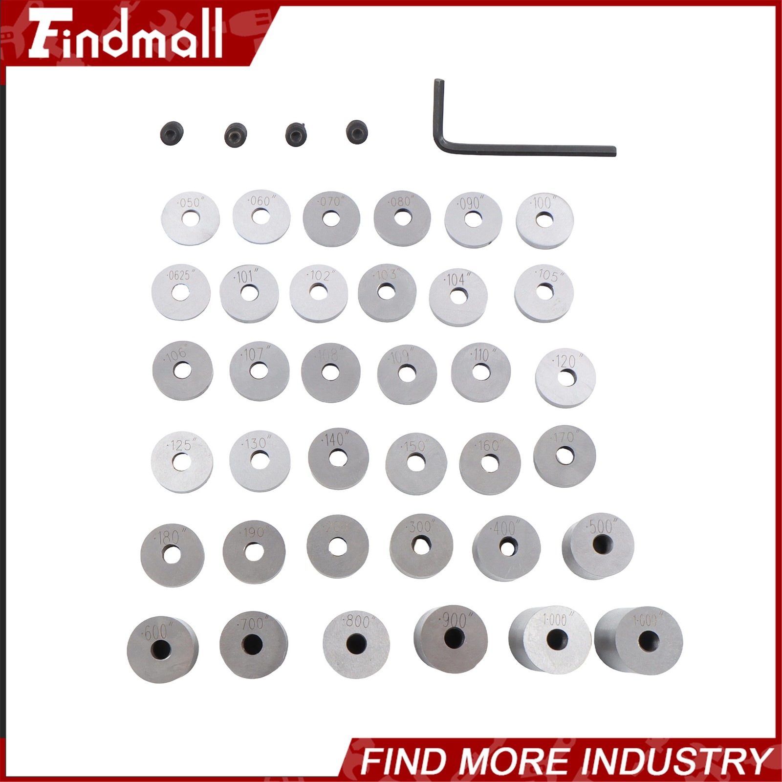 Findmall 0.050" to 1" 36 PCS Steel Round Space Gage Block Hardened Set