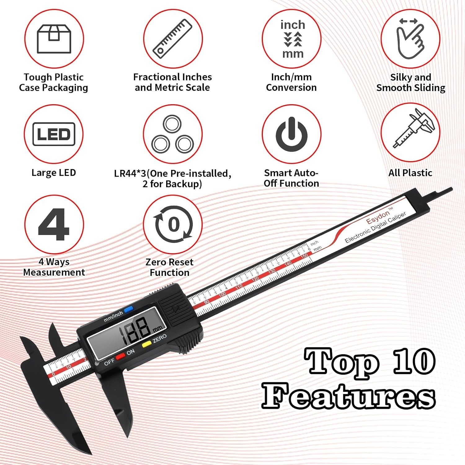 Calibre Digital Acero Inoxidable Calibrador Pie de Rey Con Pantalla LCD 6"/150mm